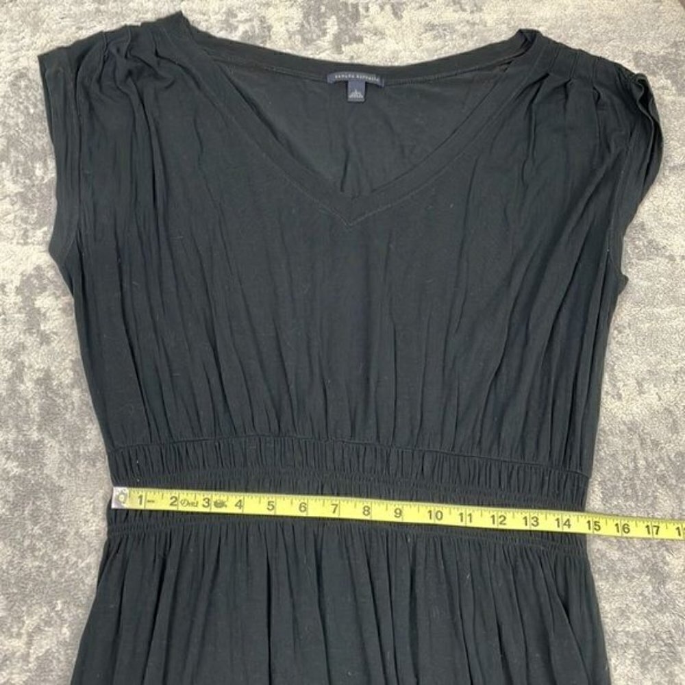 Banana Republic Black Modal Sleeveless V Neck Smocked Waist Dress Casual Sz L - Picture 5 of 9